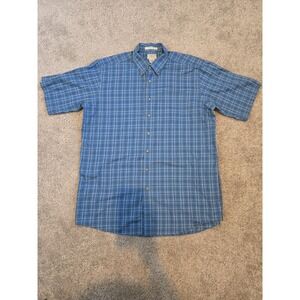 L.L. Bean Shirt Mens XL Tall Blue Plaid Traditional Fit Wrinkle Resistant